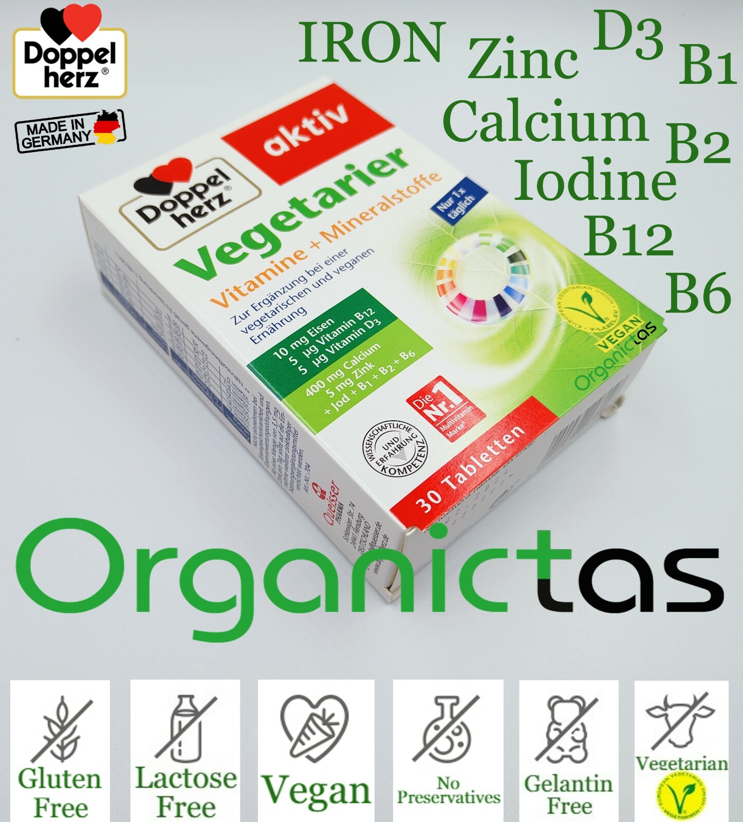 Suplemento para vegetarianos y veganos vitaminas + minerales hierro calcio y más