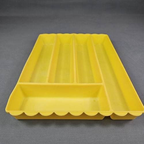 VTG 50’s BLISSCRAFT OF HOLLYWOOD Yellow Soft Plastic Flatware 5 Slot Drawer Tray - Picture 4 of 8