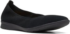 Clark's Womens Jenette Ease Flats Solid Black Suede NEW Closed Toe Size 6 W US