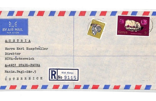 Kenya *NYAMAGWA* MISSIONARY Registered *Kisii* Cover MIVA Austria 1978 CF296 - Picture 3 of 6