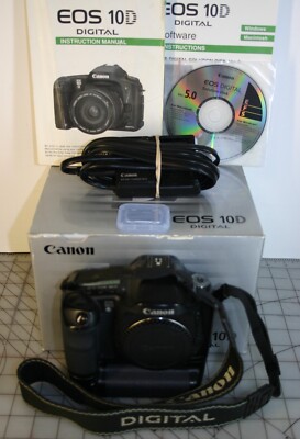CANON EOS 10D DIGITAL CAMERA BODY+ BATT.GRIP,CHRGR,STRAP,512 MB