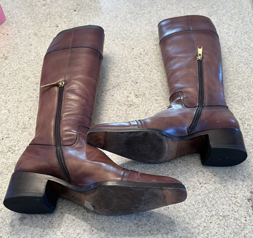 Botas de Colección Michel Perry Cuero Marrón Tacón Alto hasta la Rodilla (36.5) Foto 4 de 4