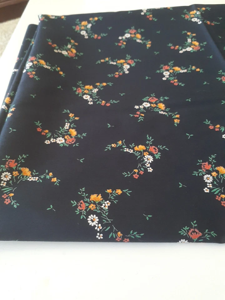 🌺Liberty 2 ярда 53 дюйма винтажная хлопчатобумажная ткань черный цветочный узор - Изображение 4 из 4