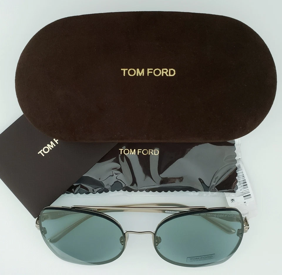 Gafas de sol TOM FORD Scout TF656 28Q 58 mm de gran tamaño mariposa dorado verde - Italia Foto 3 de 4