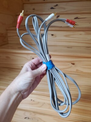 Stereo Dual 10 FT Audio Male to Male Grey / Gray Cable Red & White Wires / Gold