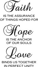 Wall Decal Faith Hope Love Quote Living Room Vinyl Decor Black gz493