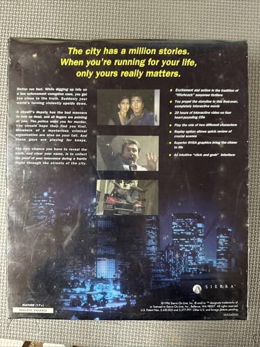 Urban Runner PC CD-Rom Sierra 1996 Game Complete In Big Box RARE US VERSION - Picture 2 of 3
