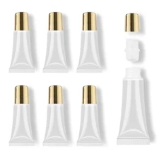 6 Packs Lip Gloss Tubes 5ml Gold Cap Lip Gloss Containers Empty Lip Balm Tube...