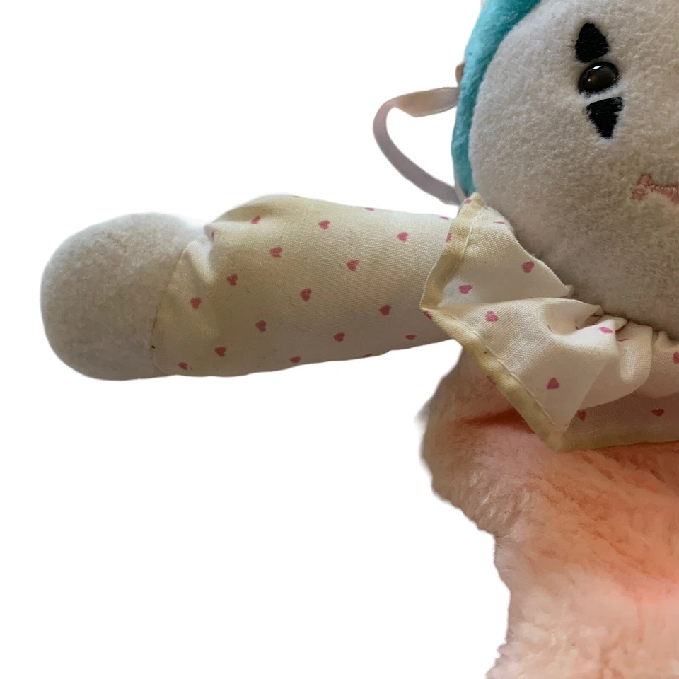 De colección RARO Dakin Rosa Payaso Cuna Pull Down Bebé Juguete Peluche Musical 1987 FUNCIONA Foto 4 de 4