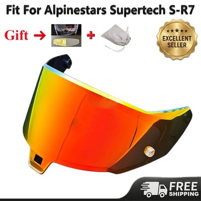 Golden Red Helmet Visor With Free Anti Fog Film For Alpinestars Supertech R7 SR7