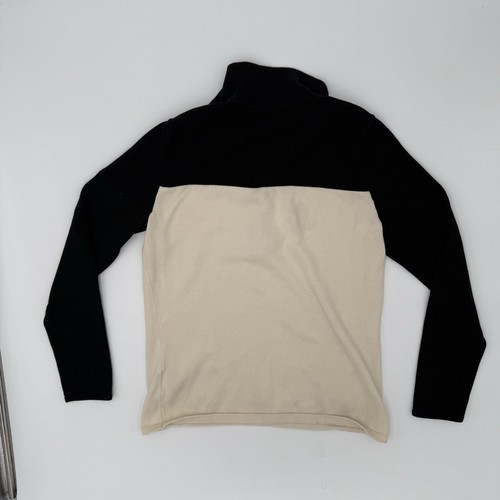 Ralph Lauren Women's Sweater Large 1/2 Zip High Neck Two Tone Cream Black Cotton - Picture 6 of 7