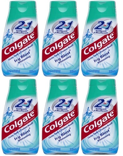 Colgate 2 in 1 Toothpaste Mouthwash Whitening 4.6 Tubes, Icy Blast, 27.6 Oz, Pac