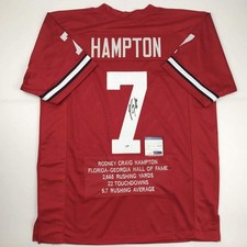 Autographed/Signed RODNEY HAMPTON Georgia Red Stat College Jersey PSA/DNA COA