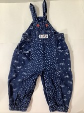 VTG Oshkosh Overalls Denim Vestbak Floral Print Gardeners USA Made Sz 24 Month