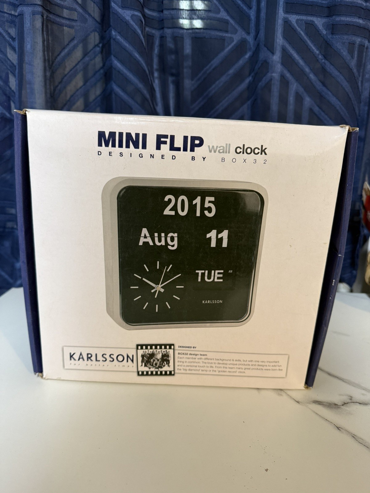 Karlsson Retro Square Mini Flip Calendar Clock Silver/Black Quartz Wall or Desk