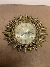 Vintage 1960s Retro Large Gold Starburst Wall Clock Seth Thomas UNTESTED