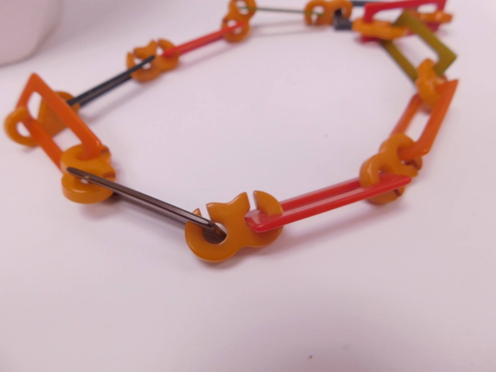 Vintage Bakelite Rectangular Link Necklace Multic… - image 11
