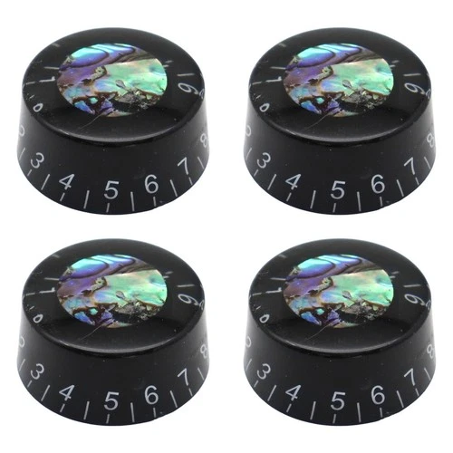 4Pc Acrylic Guitar Knobs Black Inlaid Abalone Circle Volume Tone Control Knobs