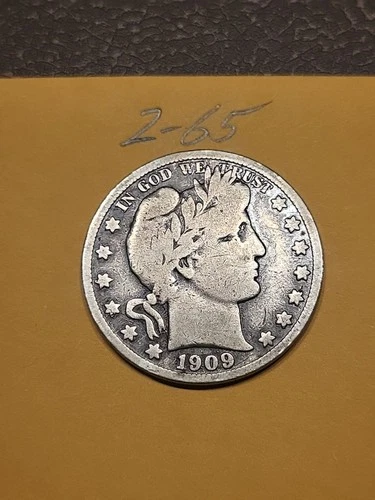 1909 S   Barber Half Dollar VG  Lot2-65