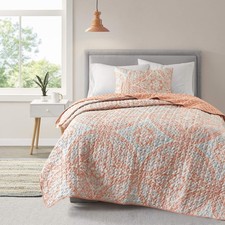 Comfort Spaces Reversible Quilt Set-Vermicelli Stitching Design All Season, Ligh