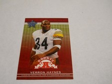VERRON HAYNES ROOKIE CARD PITTSBURGH STEELERS 2002 LEAF ROOKIES & STARS. rookie card picture