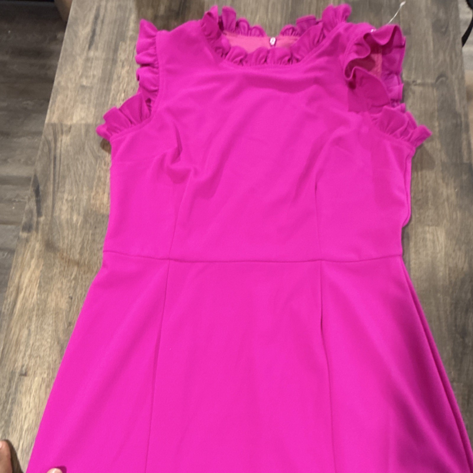 Sandra Darren Pink Sheath Dress Ruffle Sleeve Sleeveless Knee Length Size 12