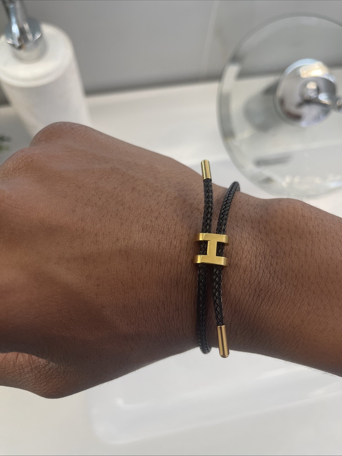 Gold Plated H String Pull Bracelet - image 1