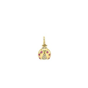 Authentic 925 Sterling Silver Gold Plated Ladybug Pendant Pink Sparkle Insect Charm