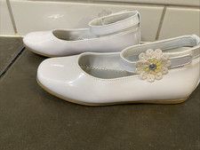Girl s White Special Occassion Dress Flats, Rachel Shoes Size 13, white