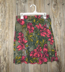 French Connection Green Pink Floral Tropical Skirt Womens Sz XS Coconut Beach
