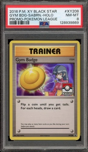 Pokemon Gym Badge Sabrina Pokemon League Black Star Holo Promo XY208 PSA 8
