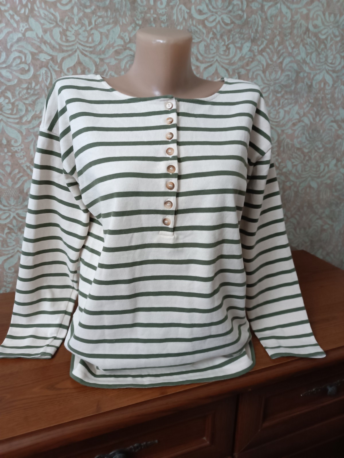 SEZANE Striped Mariniere Women Top Blouse Cotton Button Ups Size M