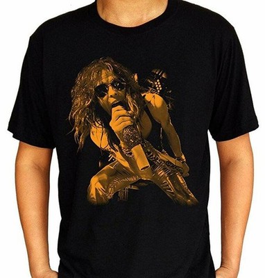 Steven Tyler Singing Aerosmith Band Logo Shirt Black Men All size T-shirt