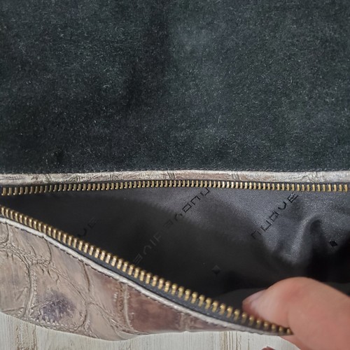 Vintage NUOVEDIVE - Umhängetasche Handtasche grau italienisches Leder & schwarzes Wildleder - Bild 5 von 16