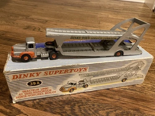 Vintage 1950s DINKY SUPERTOYS 39A UNIC trailer + BOX France 1/43