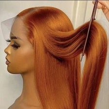 350 Ginger Orange Straight Human Hair Wig 13X4 Hd Lace Frontal Wigs 250 Density