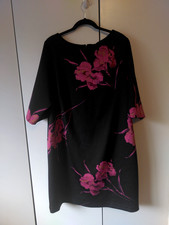Betsey Johnson Women's Floral Sheath Dress Size 18 Black Retro Elegant Corporate