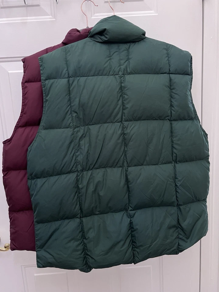 Lot 2 Land’s End Men’s Large Down Puffer Nylon Vest  Emerald Green & Wine 42-44 - Image 3 of 4