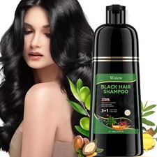 500ML Black Hair Dye Shampoo Natural Instant 3in1 Hair Dye Shampoo FREE US SHIP