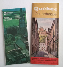 Vtg Lot of 2: 1977 Quebec Canada Road Map & Quebec Historical City Brochure Map