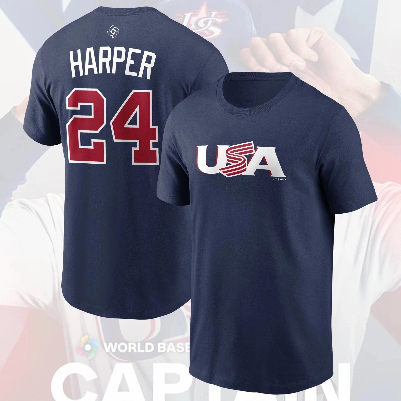 Bryce Harper #24 USA Team 2026 World Baseball Classic Name & Number All Size