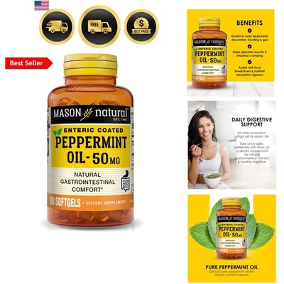 Peppermint Oil 50 mg Enteric Coated Supplement, 90 Day Supply of Gastrointest...