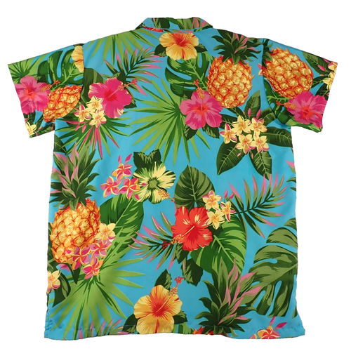 King Kameha Men's Blue Floral Hawaiian Short Sleeve Shirt XL Silky Lightweight - Picture 3 of 7