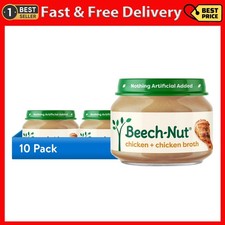 (10 Pack) Beech-Nut Stage 1 Baby Food, Chicken & Chicken Broth, 2.5 Oz Jar