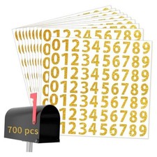 700 PCS Number Stickers, 1" Waterproof Vinyl Number 1 inch Bopp--gold