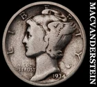 1934 Silver Mercury Dime - Scarce  Better Date  No Reserve  #i949