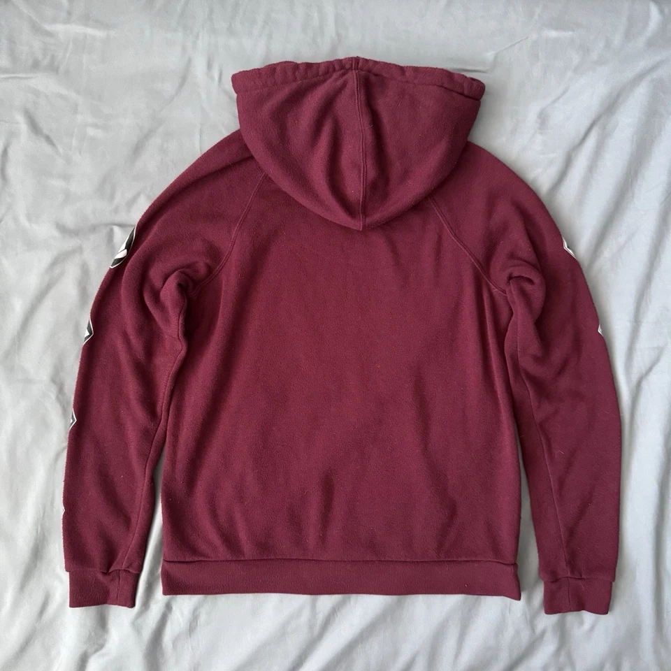 Volcom Men Hooded Sweater Red Long Sleeve Drawstring Pocket Pullover Logo Sz XS - Image 3 of 4