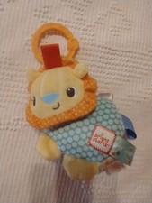 6"BRIGHT STARTS PLUSH LION TAGGIES RATTLE UNISEX YELLOW TEXTILE VELOUR NO STAINS