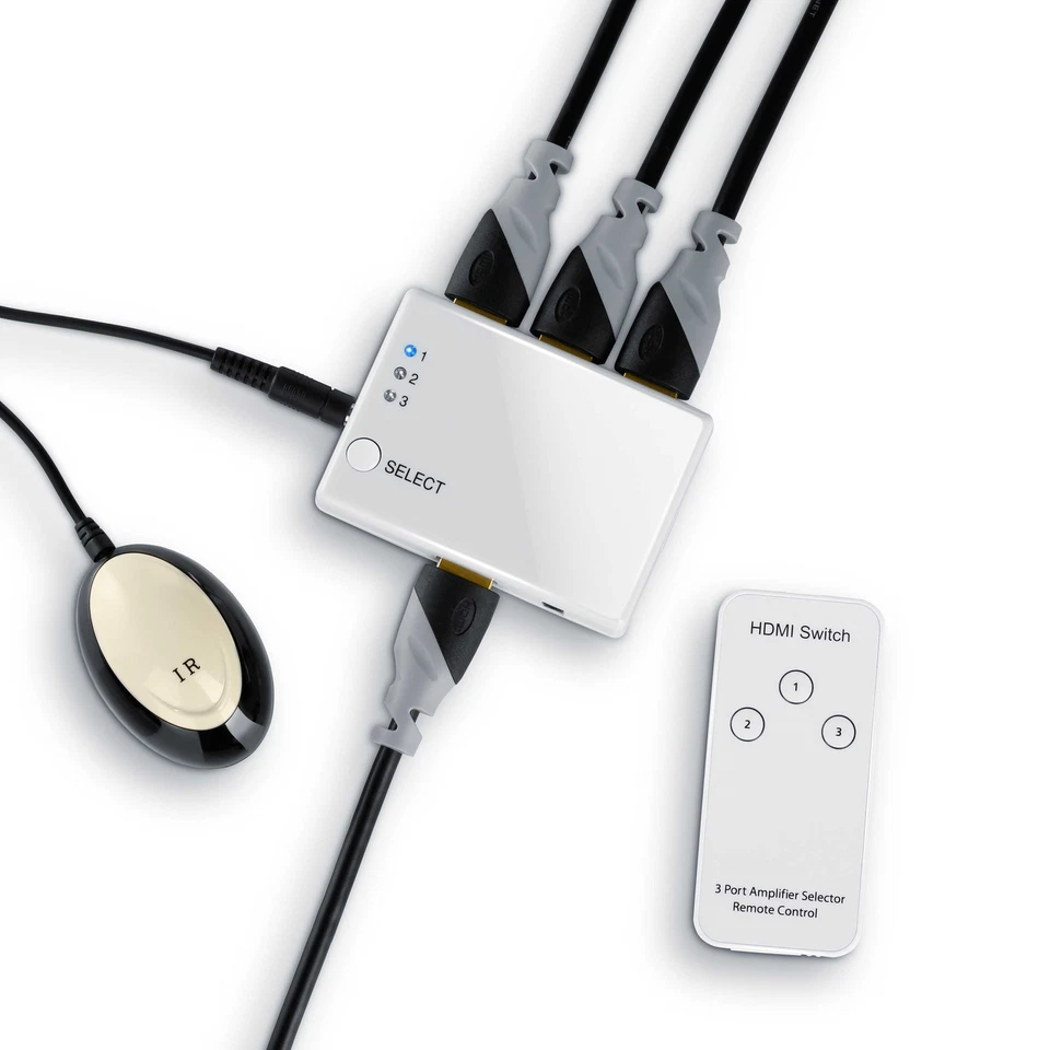 CSL 3D Full HD HDMI-Switch mit Fernbedienung & Verstärker | 3-Port-Umschalter - Bild 4 von 4
