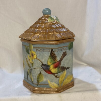 Certified International ~ Botanical Birds Cookie Jar or Canister By Susan Widget